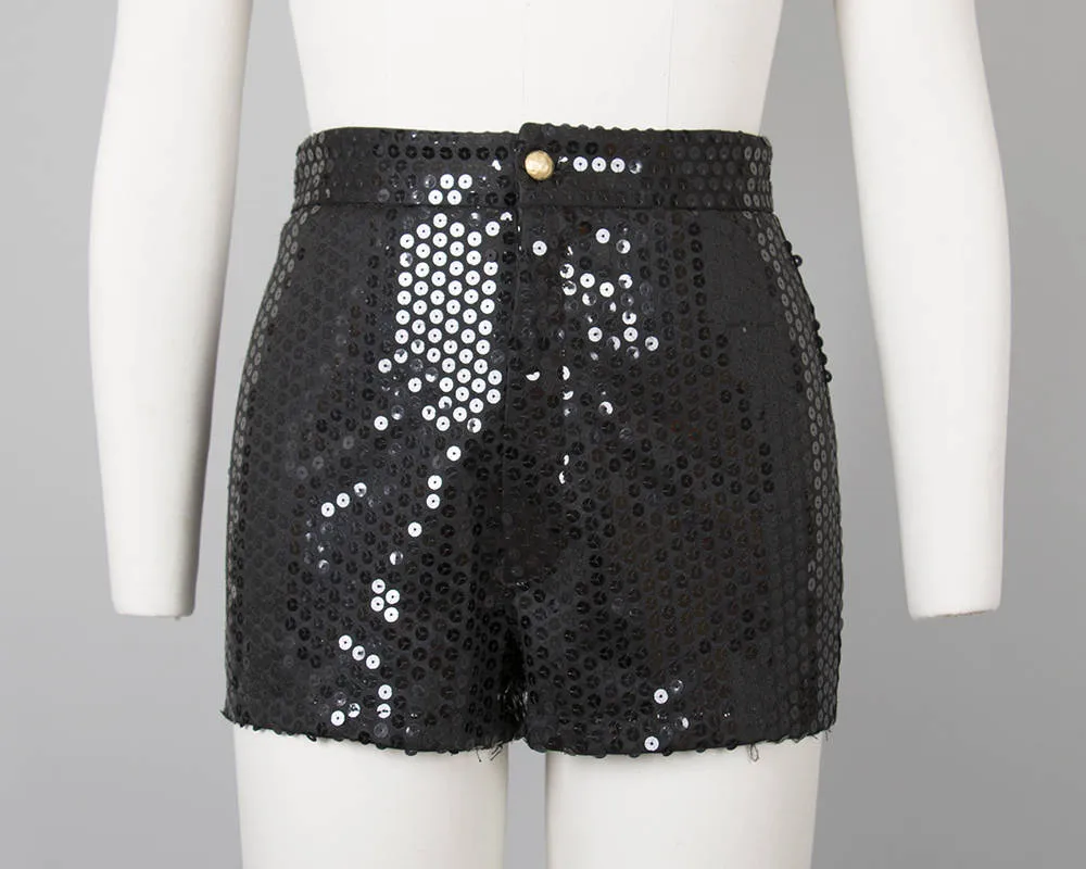 $50 & UNDER SALE || 1990s Guess Black Sequin Hot Pants | small