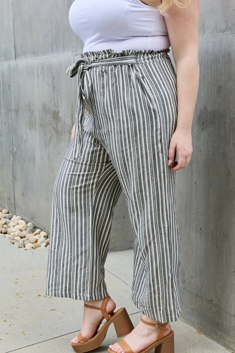 Chic Striped Linen Culotte Pants