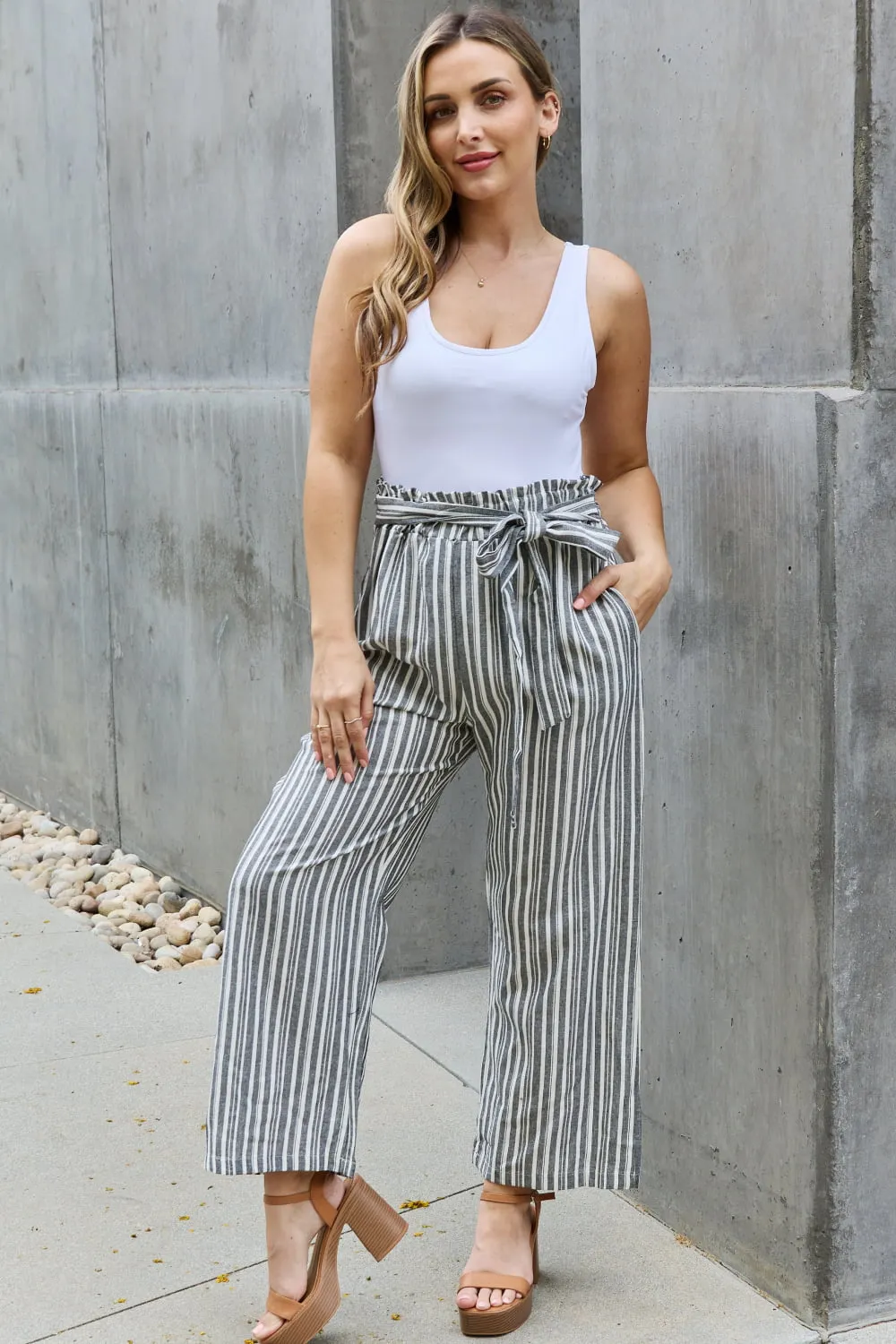 Chic Striped Linen Culotte Pants