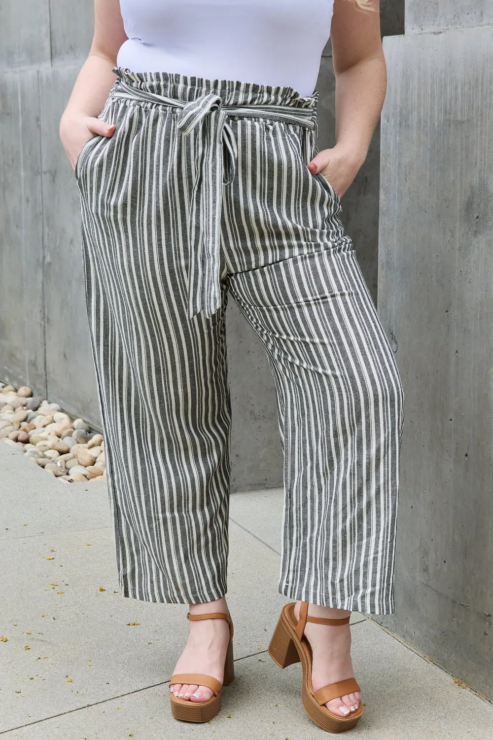 Chic Striped Linen Culotte Pants