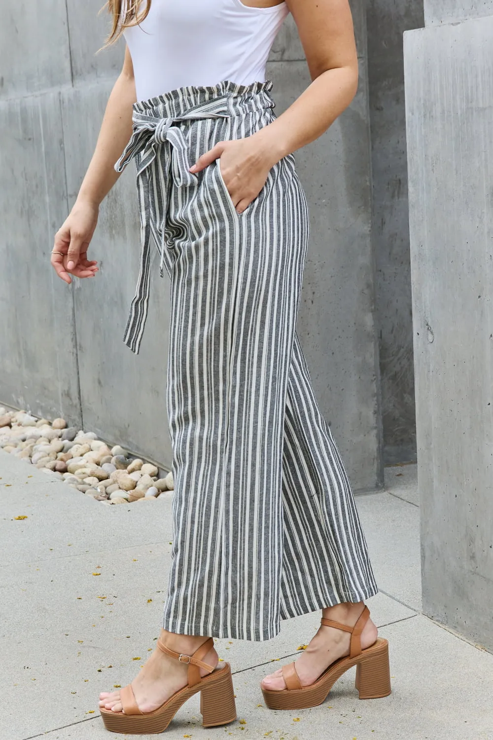 Chic Striped Linen Culotte Pants