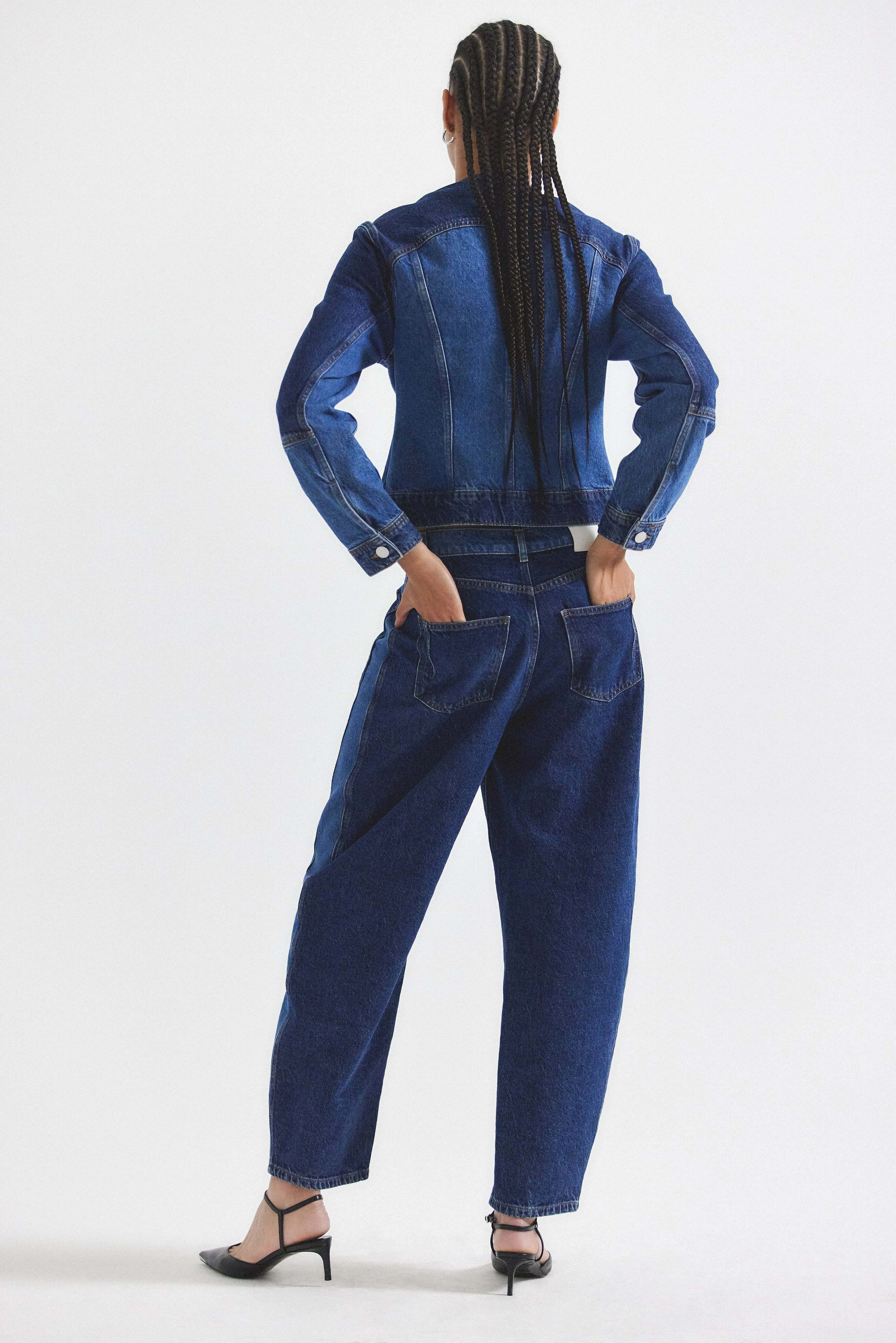 Denise Color Block Barrel Jean