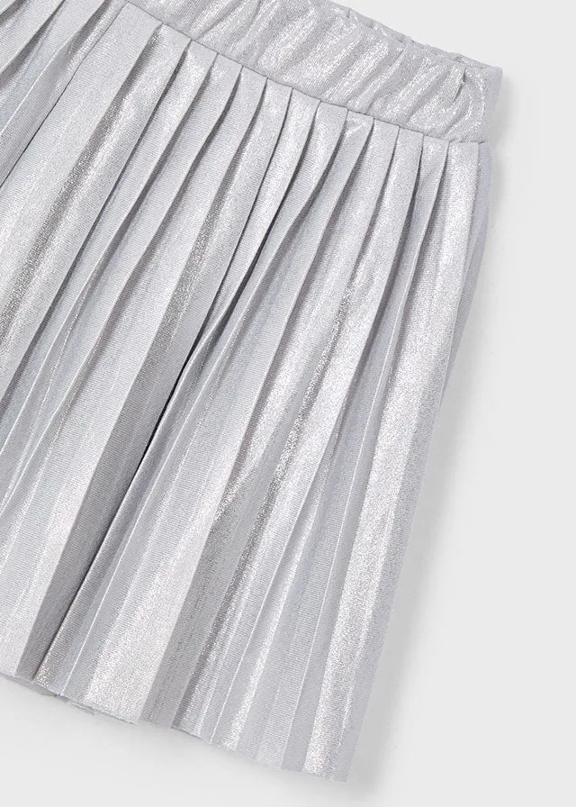 Girls Silver Pleaded Skort