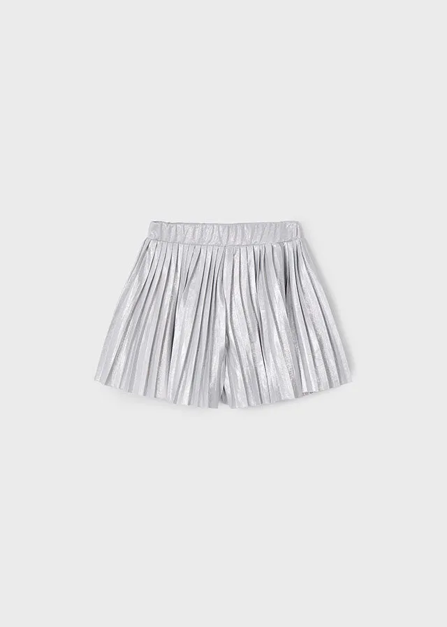 Girls Silver Pleaded Skort