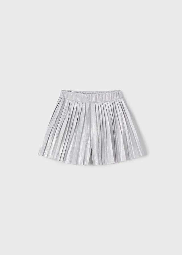 Girls Silver Pleaded Skort