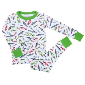 Magnolia Baby Little Boys Green Good Catch! Fishing Theme Long Pajamas