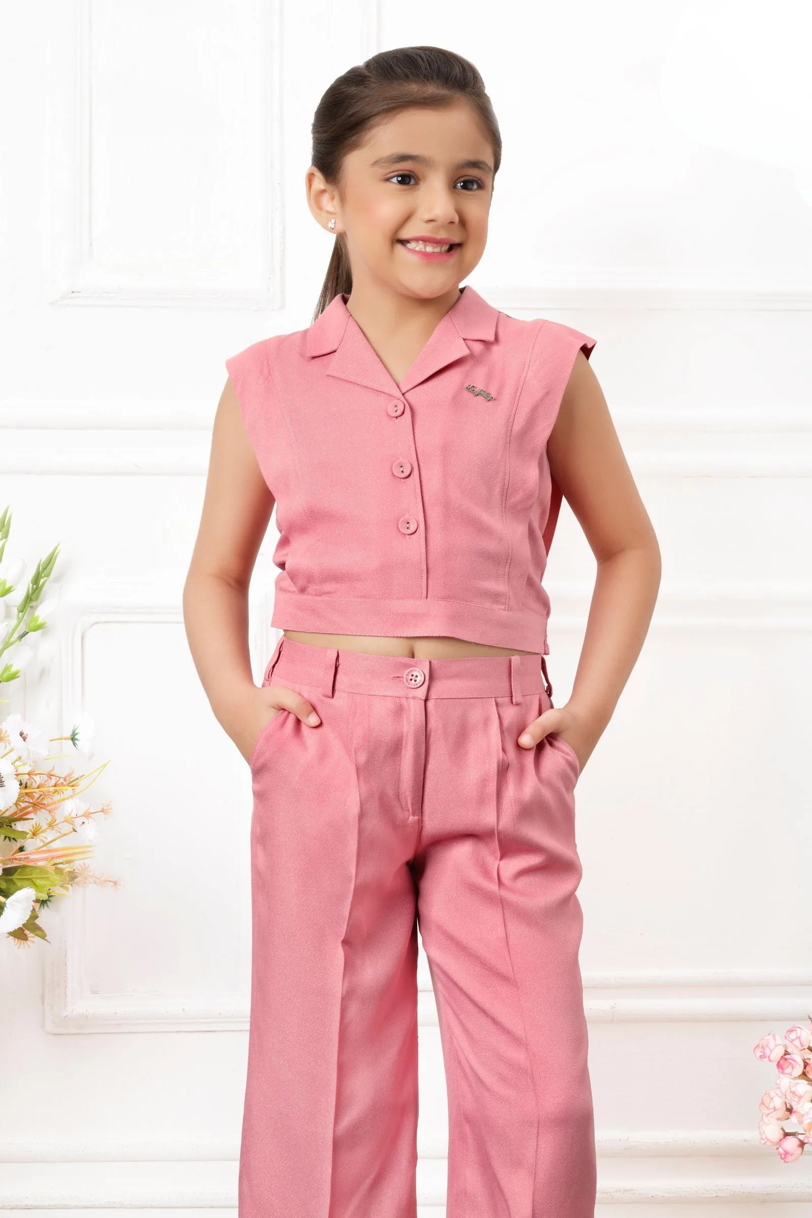 Onion Pink Top and Culottes for Girls