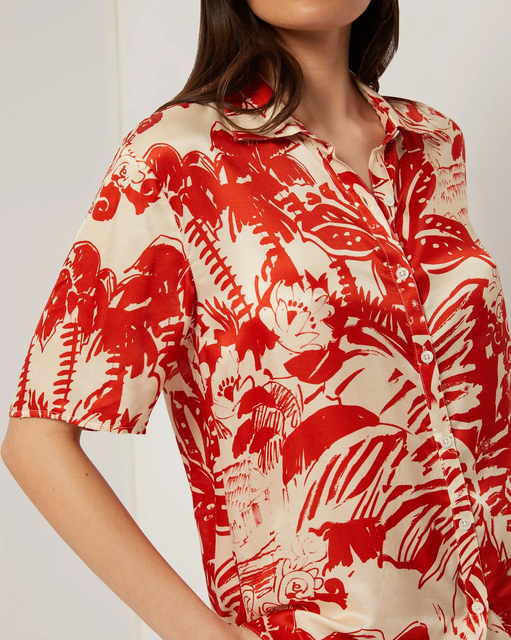 Oversized Short Sleeve Button Up Shirt