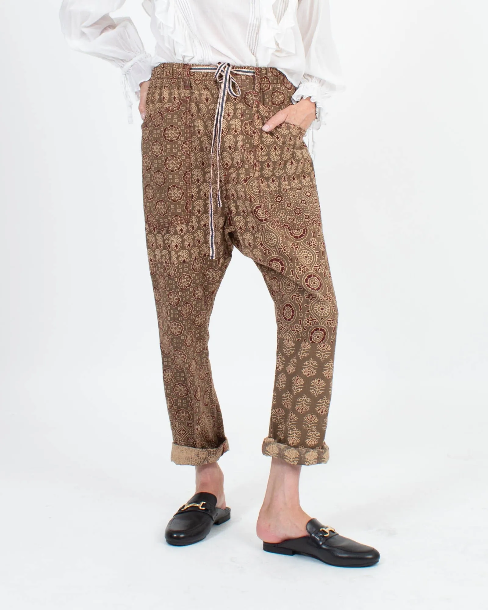 Printed Drop Crotch Jogger Pants