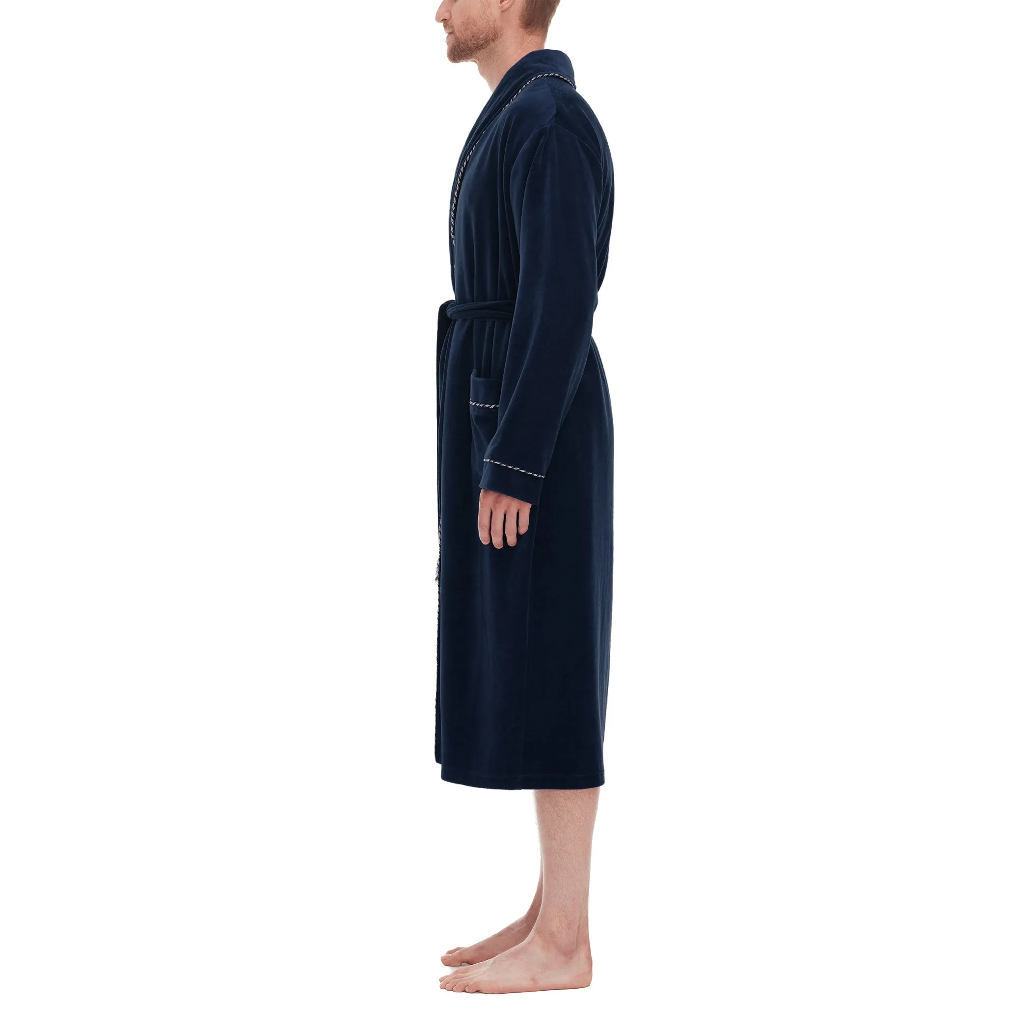 Refinery Velour Shawl Robe With Braid Trim