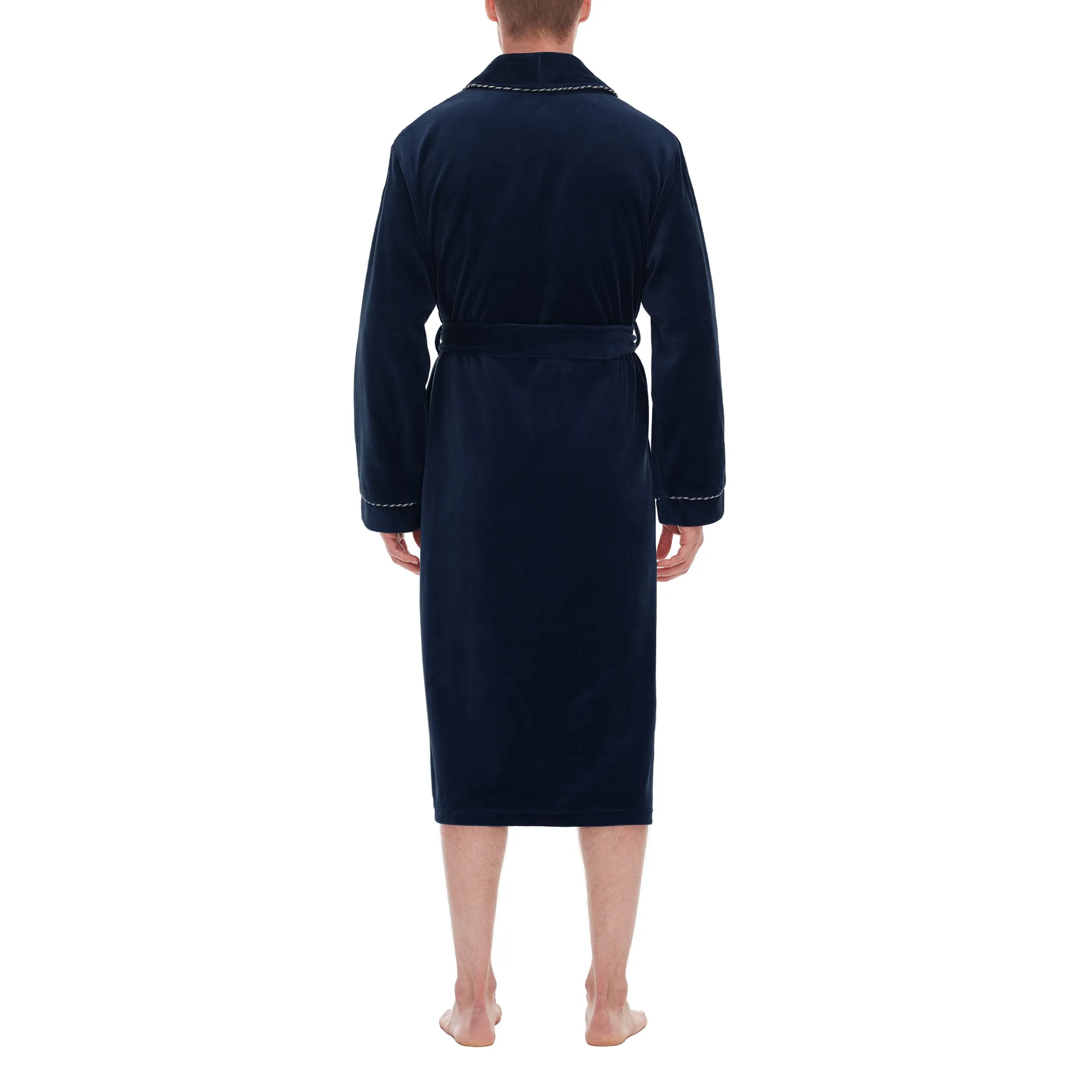 Refinery Velour Shawl Robe With Braid Trim