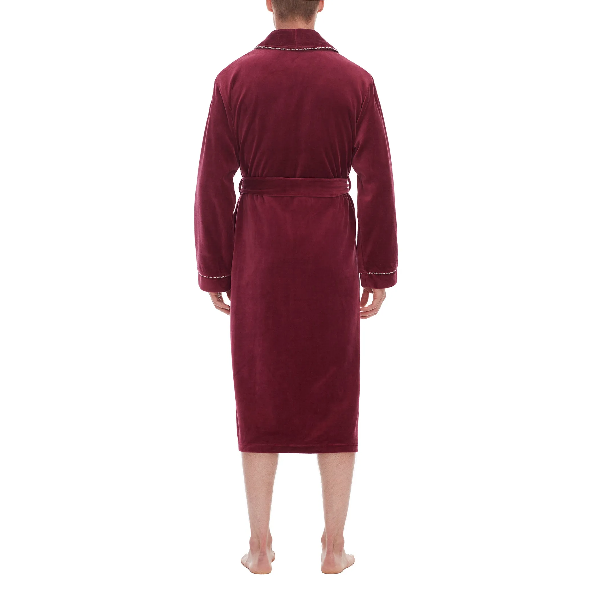 Refinery Velour Shawl Robe With Braid Trim