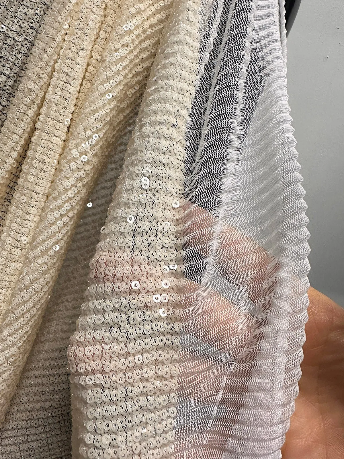 Sequined Pleated Mesh
