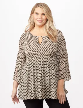 Smock Pleat Diamond Geometric Top