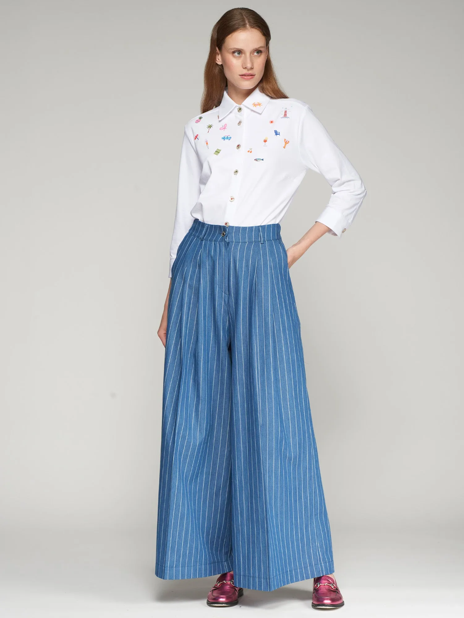 WIDE LEG STRIPE PANT